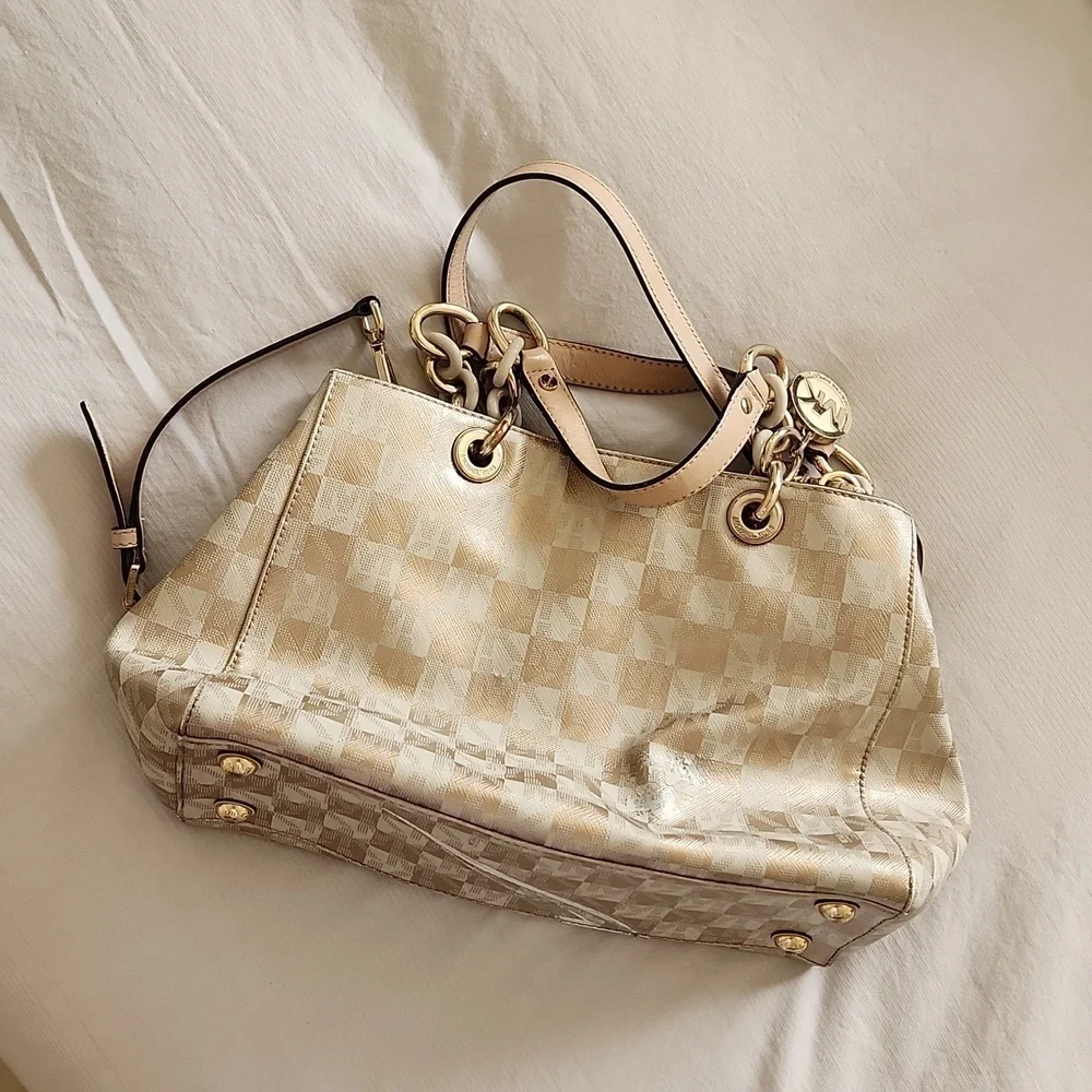 MICHAEL Kors Cynthia Sachel Gold and Tan. MSRP 450